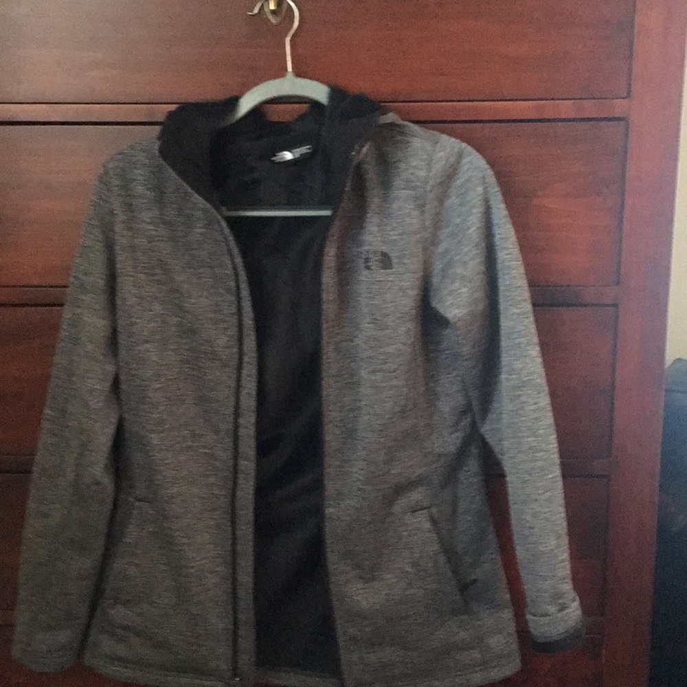 North Face fuzzy grey jacket